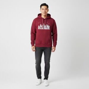 Mountain Warehouse Wild Graphic Hoodie Burgundy Maroon Mens US 10 Pullover